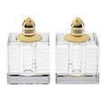 Vitality Pinstripes - Pair Salt and Pepper Shakers - Gold 2.75"H